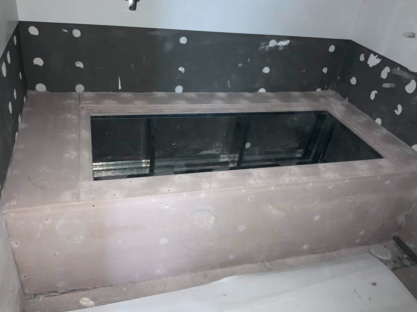 steel framed bath hob with fibre cement sheeting Sydney — Sword Sky