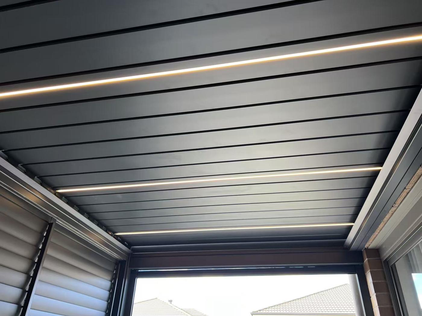 Louvre Roof with Recessed LEDs installation Sydney — Sword Sky outdoor structure installer