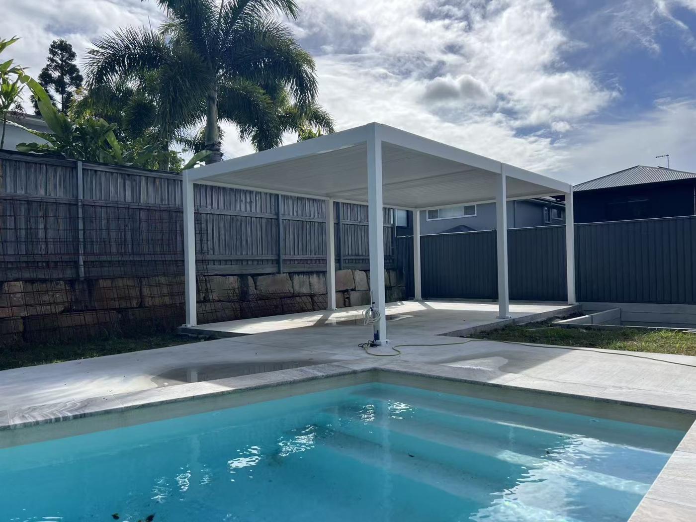 Freestanding Louvre Pergola installation Sydney — Sword Sky outdoor structure installer
